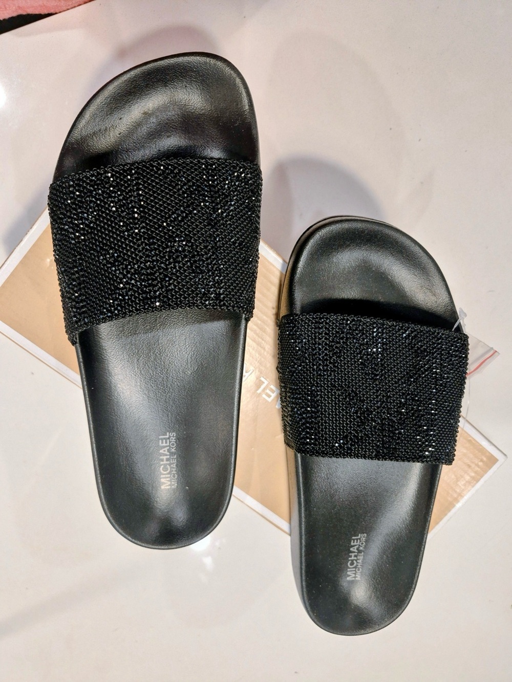 Michael Kors Women's Black Beaded Slide Sandals size 7
